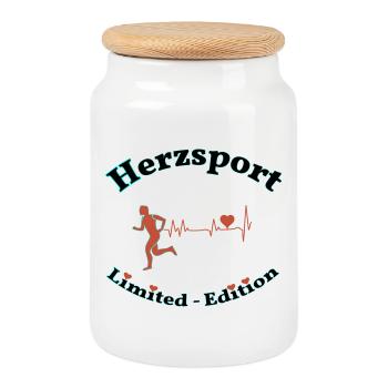 Herzsport - Keksdose mit Holzdeckel - Weiß - Vorne