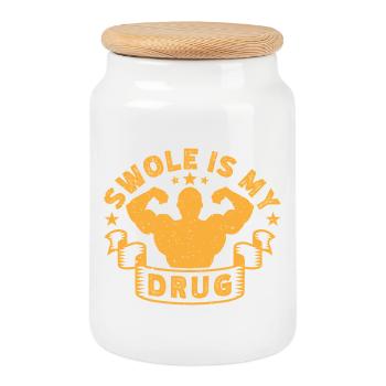 Fitness Motivation Bodybuilder Swole Is My Drug - Keksdose mit Holzdeckel - Weiß - Vorne
