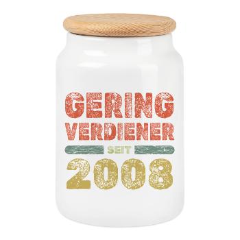 2008 - Boîte à biscuits avec couvercle en bois - blanc - Devant