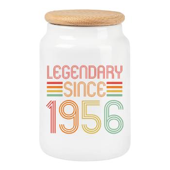 Legendary since 1956, Retro, Birthday - Cookie Jar with Wooden Lid - white - Front