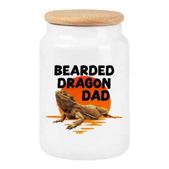 Bearded Dragon Dad - Cookie Jar with Wooden Lid - white - Front