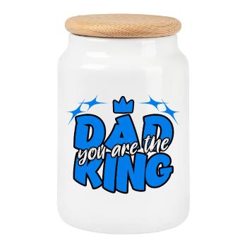 PAPA Tu es le roi - Boîte à biscuits avec couvercle en bois - blanc - Devant
