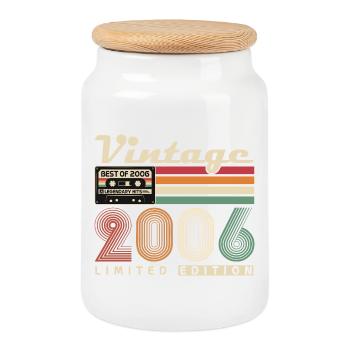 Original 2006 Vintage Vintage Anniversaire Rétro - Boîte à biscuits avec couvercle en bois - blanc - Devant