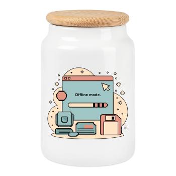 Offline Mode Retro Internet - Keksdose mit Holzdeckel - Weiß - Vorne