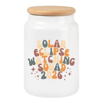 Sun Eclipse Retro Squad - Cookie Jar with Wooden Lid - white - Front