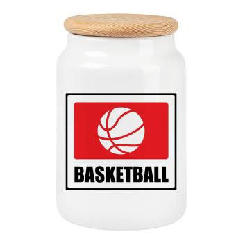 Basketball / Basketball / Basktet-Ball / Sports - Cookie Jar with Wooden Lid - white - Front