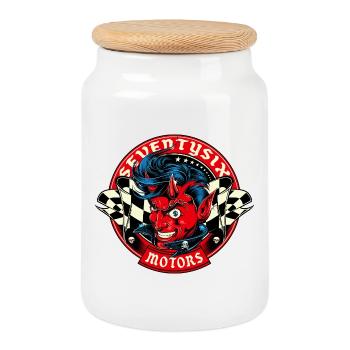 Lucky Devil - Cookie Jar with Wooden Lid - white - Front