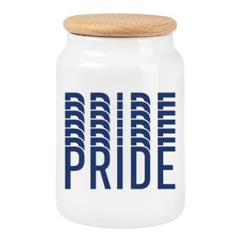 Blue Pride Geometrisches Muster - Keksdose mit Holzdeckel - Weiß - Vorne