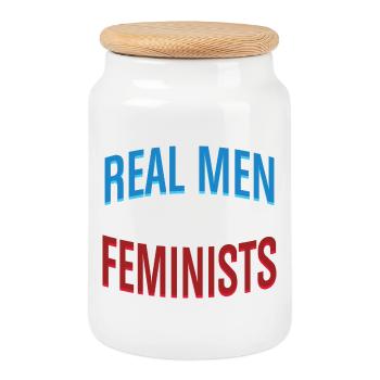 Déclaration d’égalité des vrais hommes sont féministes - Boîte à biscuits avec couvercle en bois - blanc - Devant