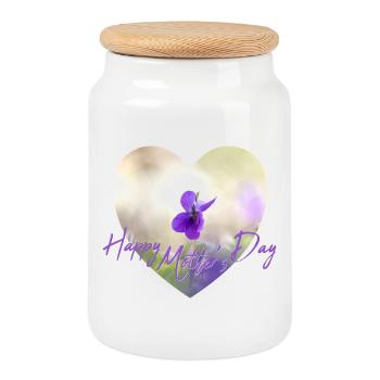 Herzblumen Muttertag Design lila Blume lila Blüte - Keksdose mit Holzdeckel - Weiß - Vorne