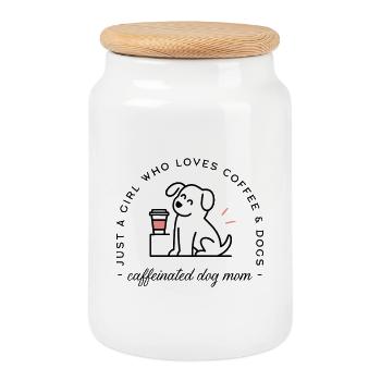 Hundemutter, lustige Kaffeeliebhaber, mädchenhafte Zitate, - Keksdose mit Holzdeckel - Weiß - Vorne