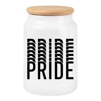 Pride Typography Contrast Pattern - Cookie Jar with Wooden Lid - white - Front