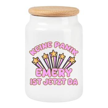 Nom de femme Emery - Boîte à biscuits avec couvercle en bois - blanc - Devant