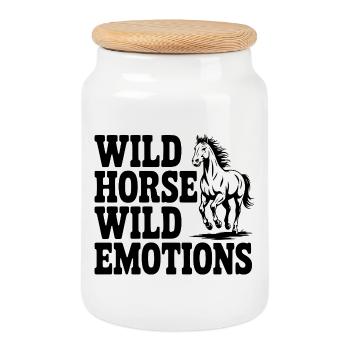 Wild Horse, Wild Emotions - Cookie Jar with Wooden Lid - white - Front