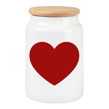 Cœur Cadeau rouge de la Saint-Valentin - Boîte à biscuits avec couvercle en bois - blanc - Devant