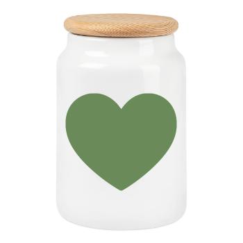 grünes Herz grün Geschenk Valentinstag - Keksdose mit Holzdeckel - Weiß - Vorne