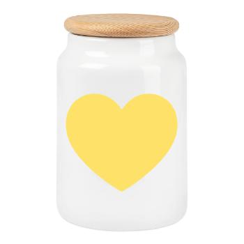 gelbes Herz gelb Geschenk Valentinstag - Keksdose mit Holzdeckel - Weiß - Vorne