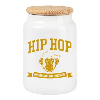 Underground Hip Hop Monkey - Cookie Jar with Wooden Lid - white - Front