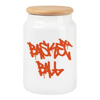 Basketball / Basketball / Basktet-Ball / Sports - Cookie Jar with Wooden Lid - white - Front