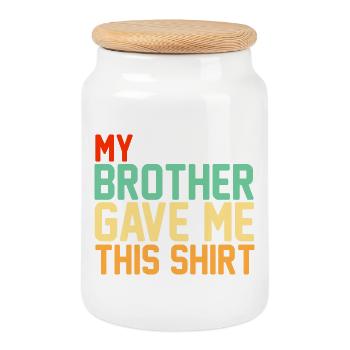 Mon frère m’a offert cette chemise Typographie rétro - Boîte à biscuits avec couvercle en bois - blanc - Devant
