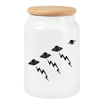 Attaque blitz d’invasion de la flotte d’OVNIs - Boîte à biscuits avec couvercle en bois - blanc - Devant