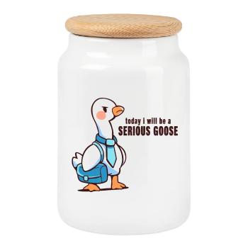 Heute werde ich eine ernsthafte Gans sein - Keksdose mit Holzdeckel - Weiß - Vorne