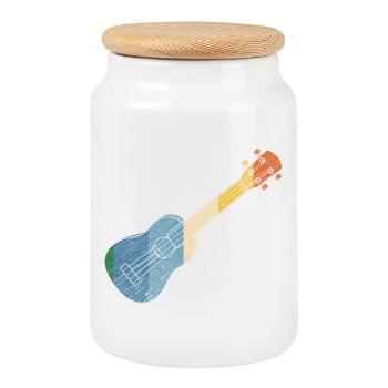 Hawaiian Ukulele Uke Retro Vintage - Cookie Jar with Wooden Lid - white - Front