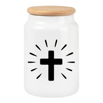 Croix Sainte Foi - Boîte à biscuits avec couvercle en bois - blanc - Devant
