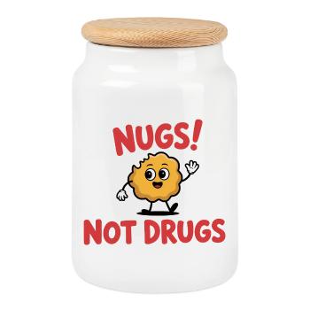 Nugs, not Drugs - Funny T-Shirt - Cookie Jar with Wooden Lid - white - Front