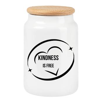 La gentillesse est gratuite T-shirt noir minimal cercle - Boîte à biscuits avec couvercle en bois - blanc - Devant