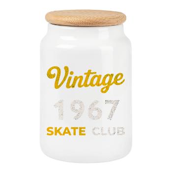 Vintage 1967 Skate Club Retro Geburtsjahr Geschenk - Keksdose mit Holzdeckel - Weiß - Vorne