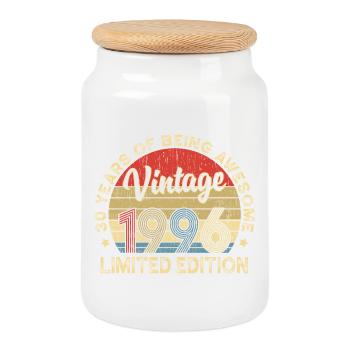 30th Birthday for Him 1996 30 Year Old Birthday - Cookie Jar with Wooden Lid - white - Front