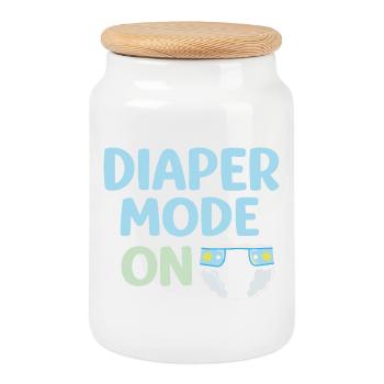 DIAPER MODE ON Shirt – Baby & Parent Design - Cookie Jar with Wooden Lid - white - Front
