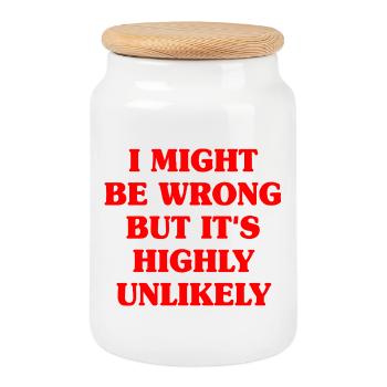 Might Be Wrong But Highly Unlikely Know-It-All - Cookie Jar with Wooden Lid - white - Front