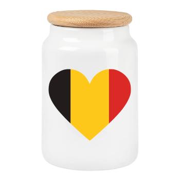 Humour,Belge, belgique, drapeau, frite, frites - Boîte à biscuits avec couvercle en bois - blanc - Devant