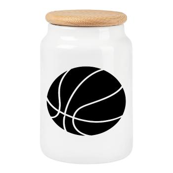 Conception minimale des ballons de basket - Boîte à biscuits avec couvercle en bois - blanc - Devant