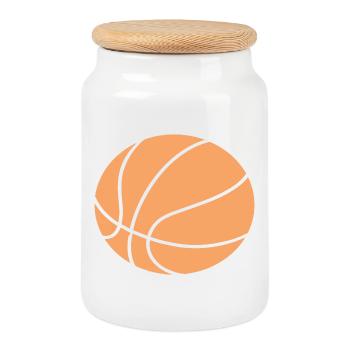 Conception minimale des ballons de basket - Boîte à biscuits avec couvercle en bois - blanc - Devant