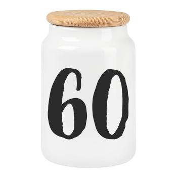 60th Birthday Years Number Number Gift - Cookie Jar with Wooden Lid - white - Front