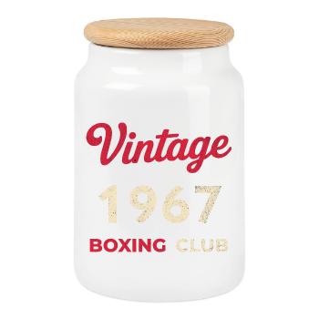 Vintage 1967 – Boxing Club Retro Geburtsjahr - Keksdose mit Holzdeckel - Weiß - Vorne