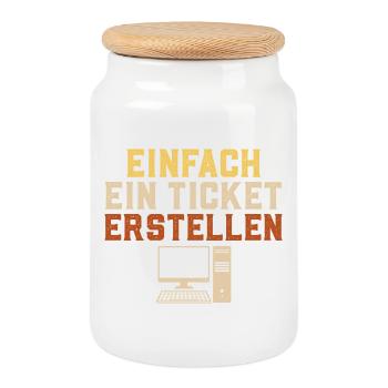 Informatique CRÉEZ SIMPLEMENT UN TICKET Drôle - Boîte à biscuits avec couvercle en bois - blanc - Devant