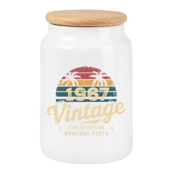 Génial depuis 1967 cadeau anniversaire 1967 - Boîte à biscuits avec couvercle en bois - blanc - Devant