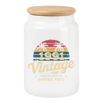 Génial depuis 1991 cadeau anniversaire 1991 - Boîte à biscuits avec couvercle en bois - blanc - Devant
