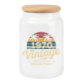 Génial depuis 1970 cadeau anniversaire 1970 - Boîte à biscuits avec couvercle en bois - blanc - Devant