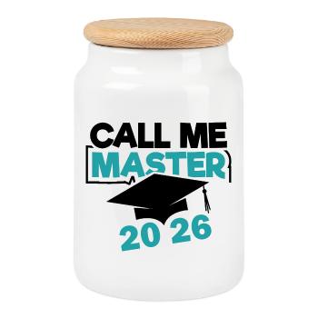 Master 2026 Diplôme - Boîte à biscuits avec couvercle en bois - blanc - Devant