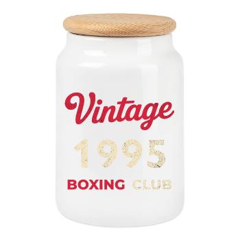 Vintage 1995 – Boxing Club Retro Geburtsjahr - Keksdose mit Holzdeckel - Weiß - Vorne