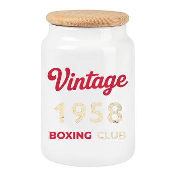 Vintage 1958 – Boxing Club Retro Geburtsjahr - Keksdose mit Holzdeckel - Weiß - Vorne