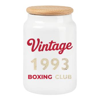 Vintage 1993 – Année de naissance rétro du Boxing Club - Boîte à biscuits avec couvercle en bois - blanc - Devant