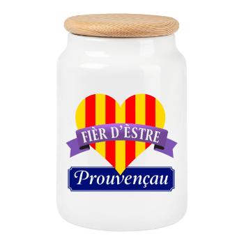 provence_fier - Boîte à biscuits avec couvercle en bois - blanc - Devant