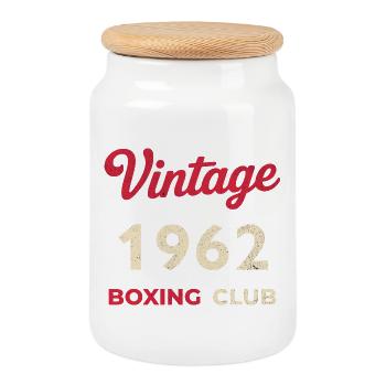 Vintage 1962 – Boxing Club Retro Geburtsjahr - Keksdose mit Holzdeckel - Weiß - Vorne