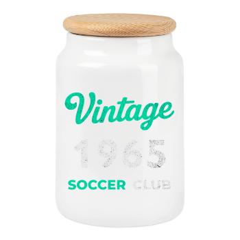 Vintage 1965 – Année de naissance rétro du club de football - Boîte à biscuits avec couvercle en bois - blanc - Devant